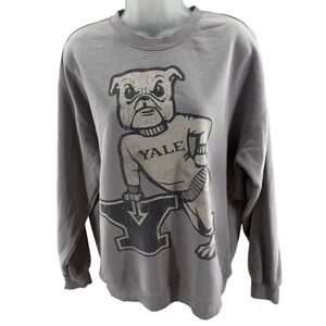 Yale University‎ Handsome Dan Bulldog Graphic Vintage Sweatshirt Gray Medium